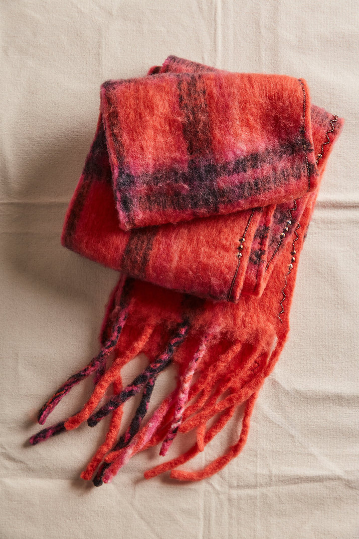 Free People Highland Plaid Scarf - Pink