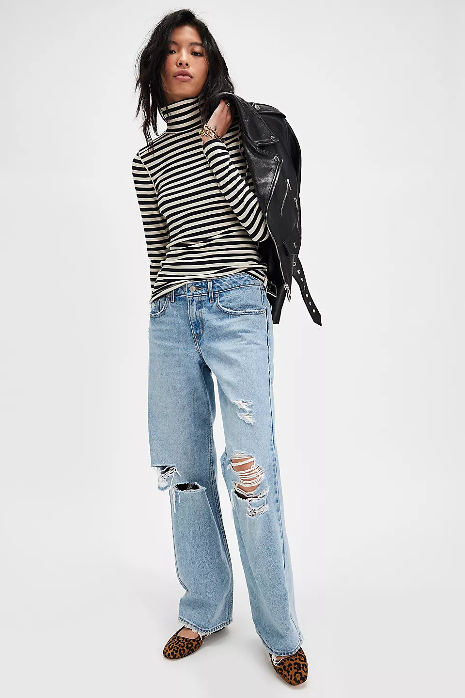 We The Free Good Good Stripe Turtleneck - Black