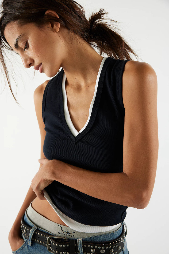 We The Free Neria V-Neck Tank Top - Black