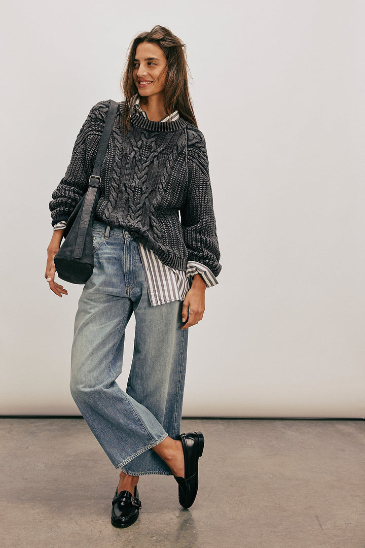 Frankie Cable Knit Sweater - Black