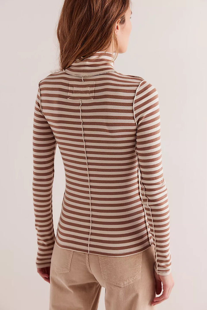 We The Free Good Good Stripe Turtleneck - Otter