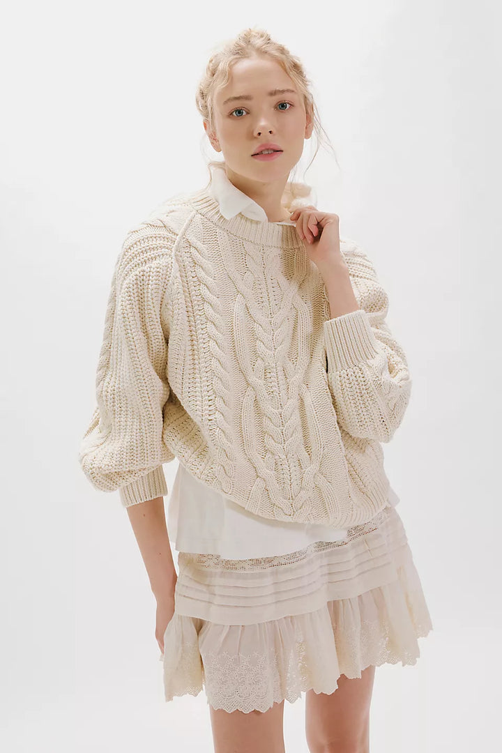 Frankie Cable Sweater- Ivory