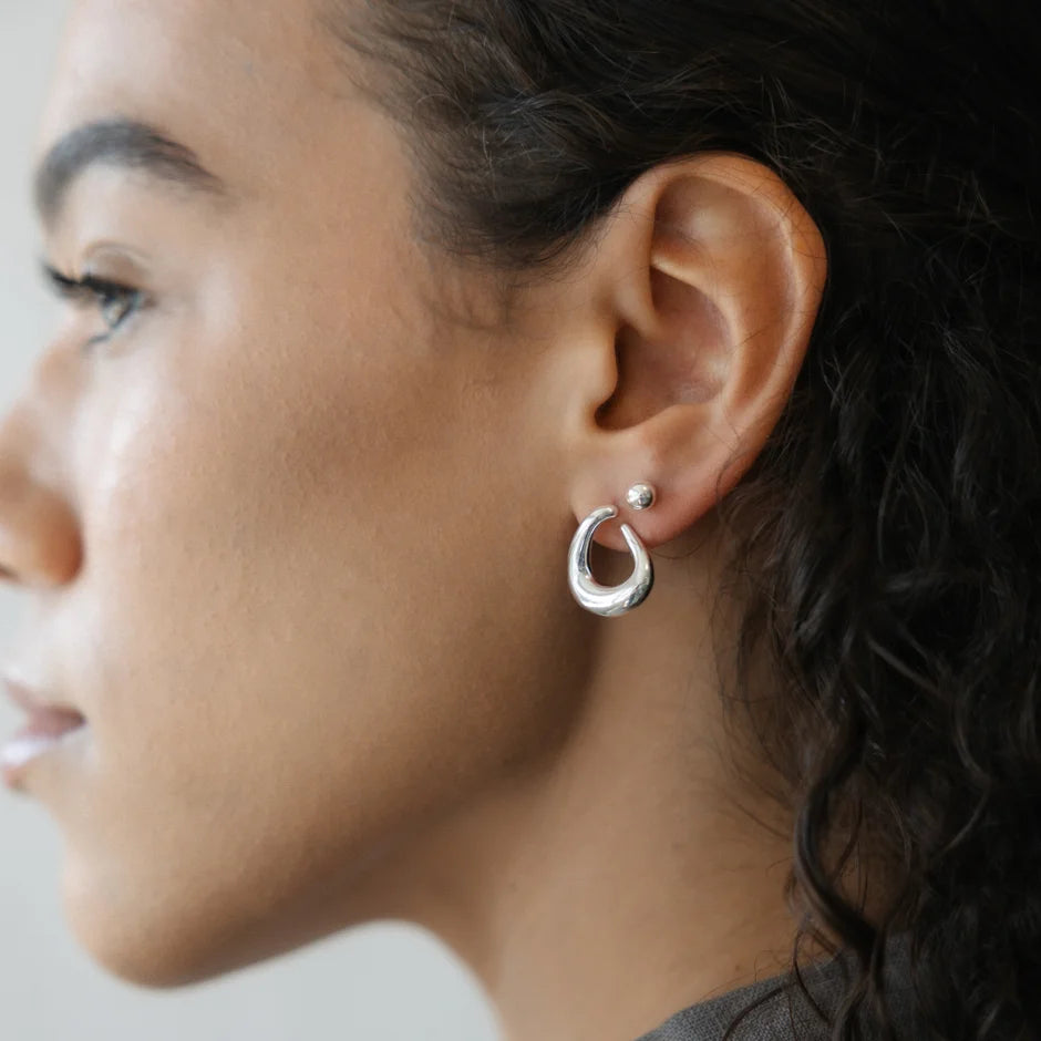 Duet Chunky Silver Set Earrings