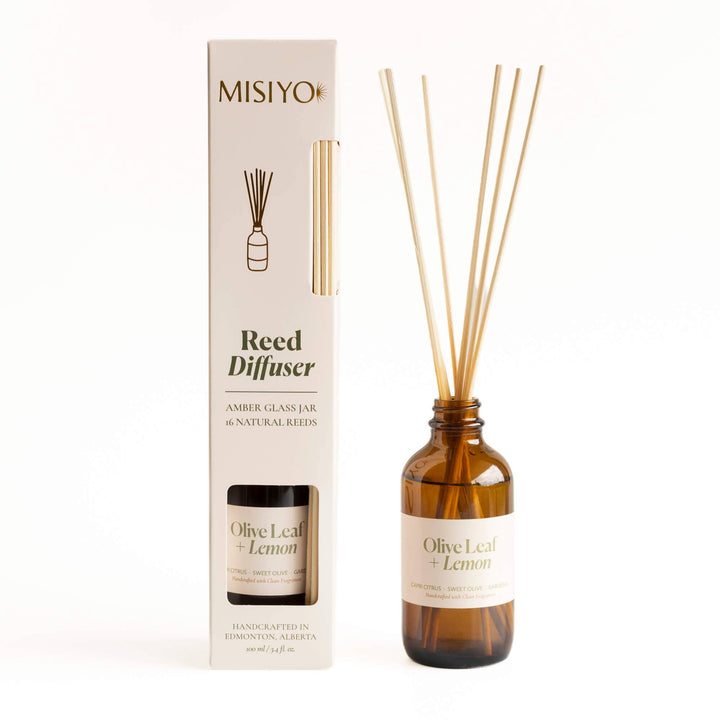 Olive Leaf + Lemon | Clean Reed Diffuser: Diffuser Set (with box + reeds)