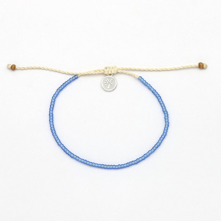Ka'anapali Frosted Glass Beaded Anklet: Blue
