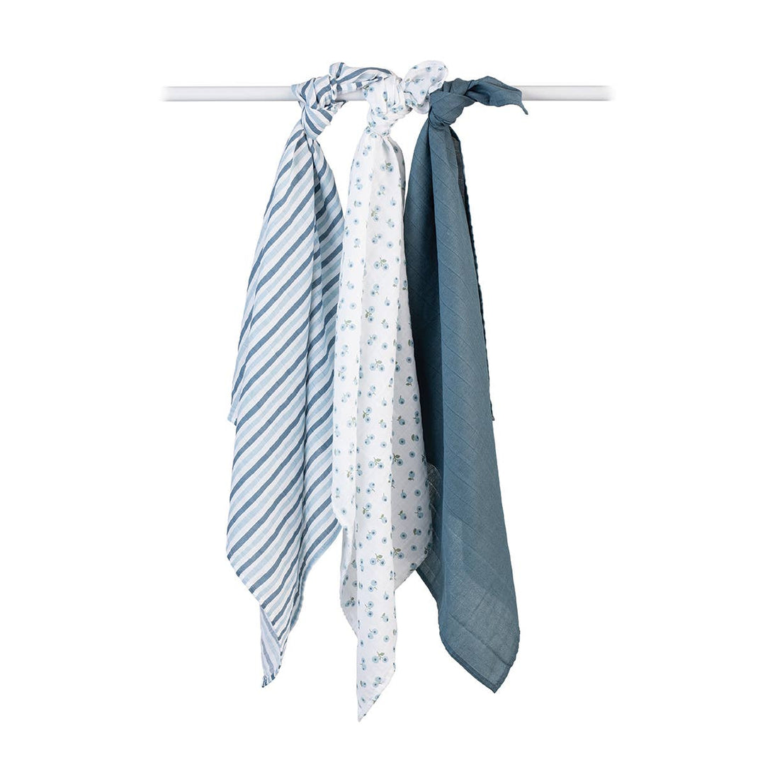 3 Pack Muslin Receiving Blankets – Blueberries