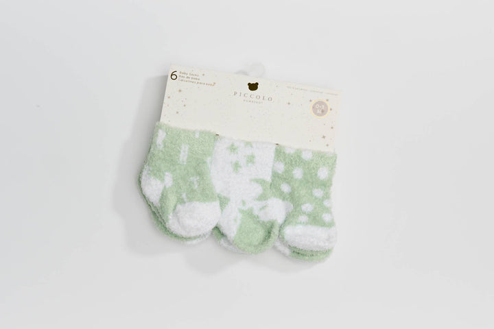 6PC Pack Chenille Socks- Green