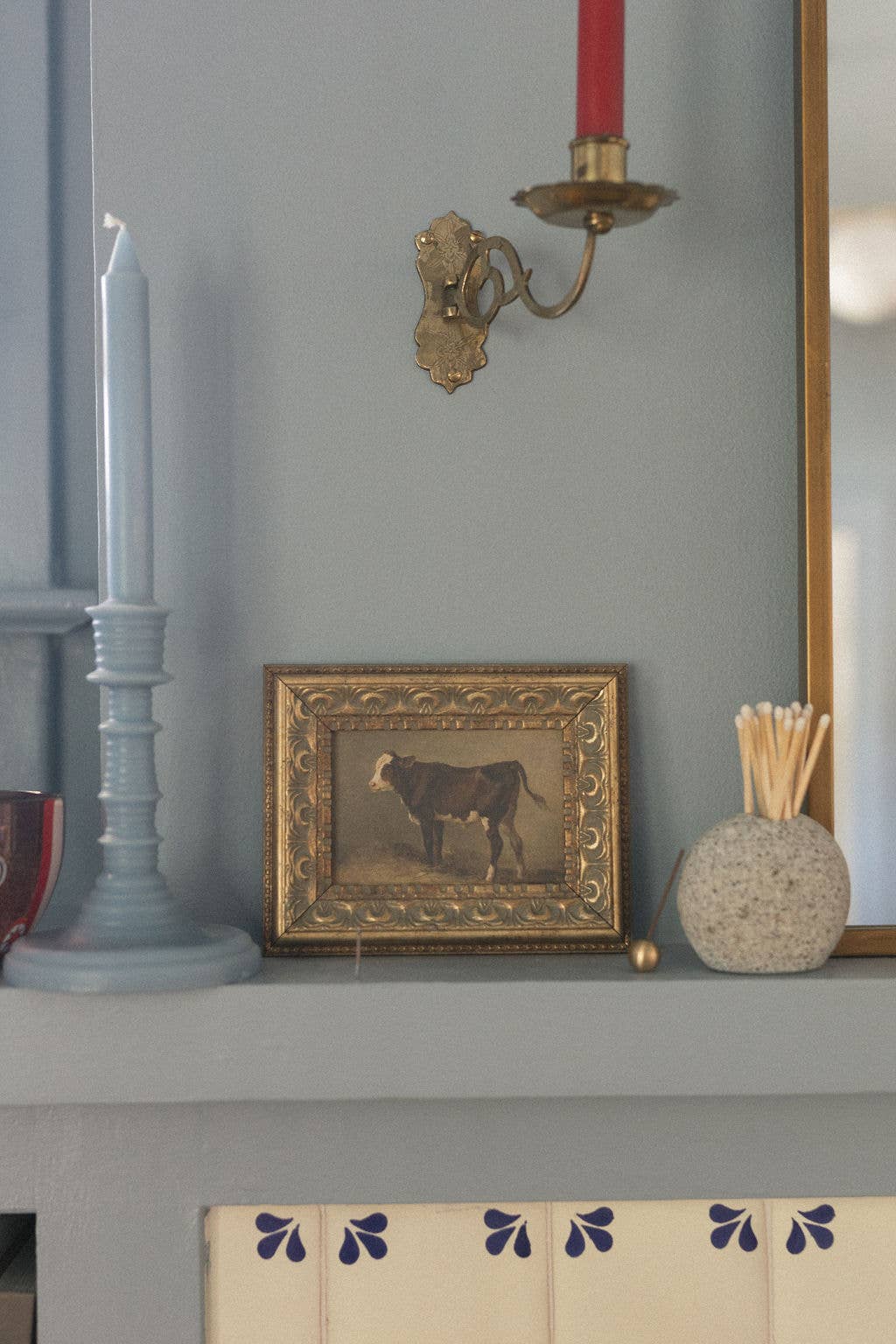 Vintage Calf Framed Antique Art: 7x5