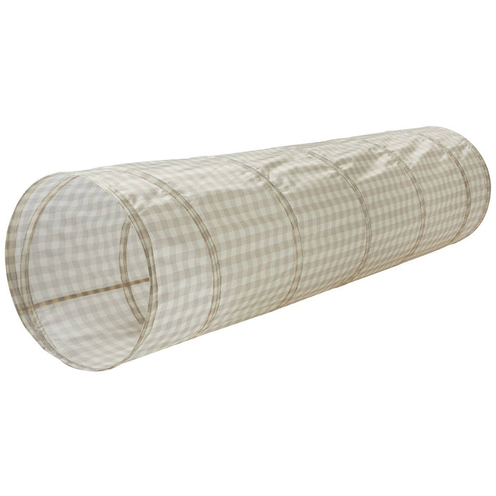 Kids Play Tunnel with Recycled Fabric: Gingham Beige