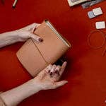 Refillable Notebook Folio - Saddle Brown Trifold