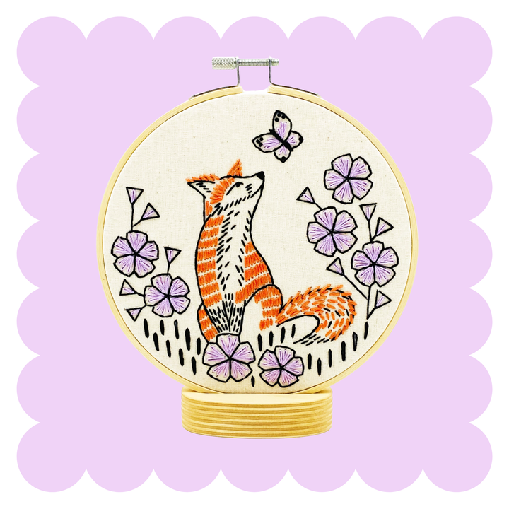 Fox in Phlox Complete Embroidery Kit