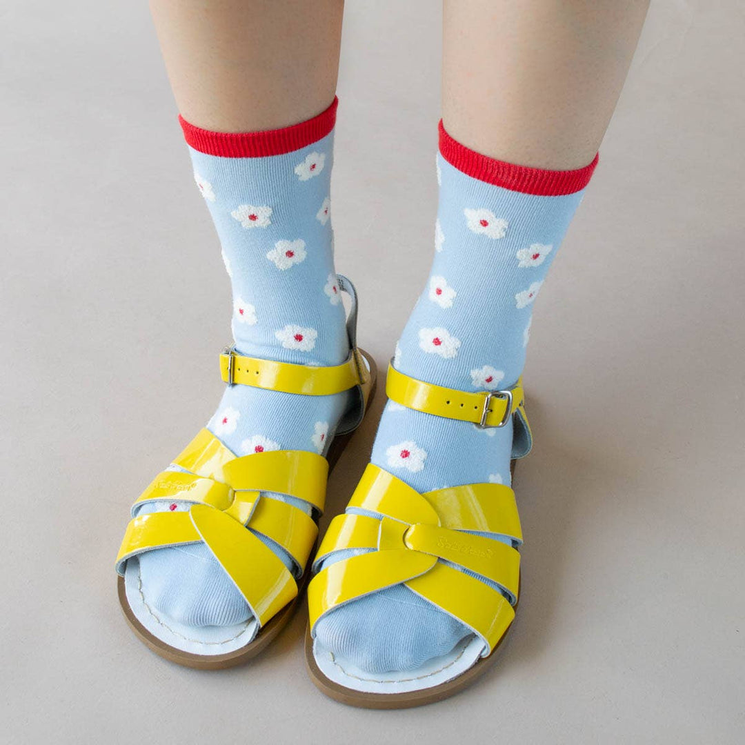 Pastel Color Mix Floral Socks: Sky