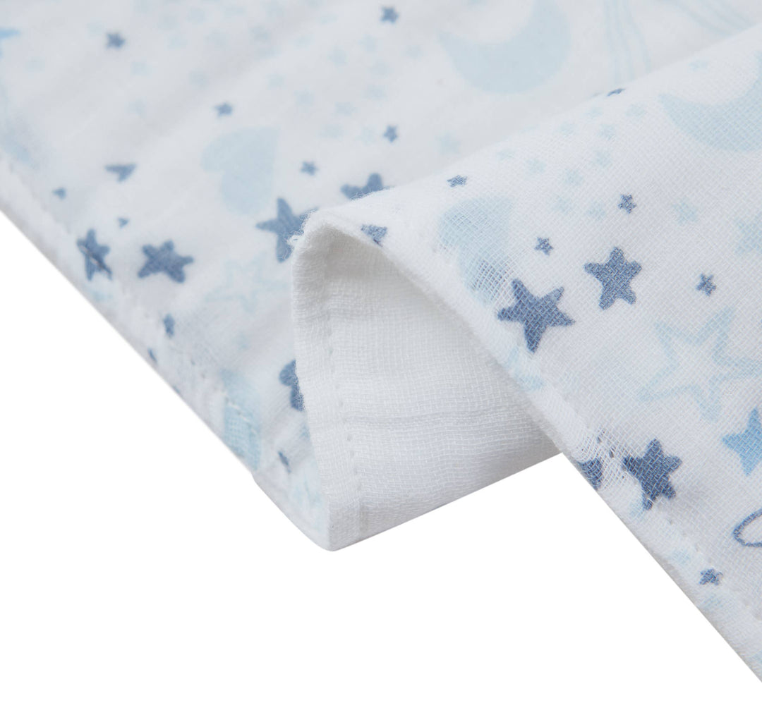 3 Pc Pack Muslin Bandana Bibs One Size- Blue