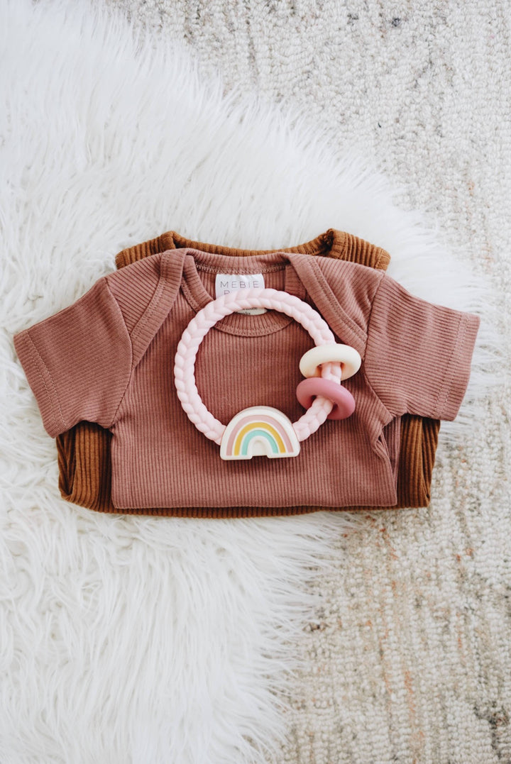 Ritzy Rattle™ Silicone Teether Rattles: Highland Cow