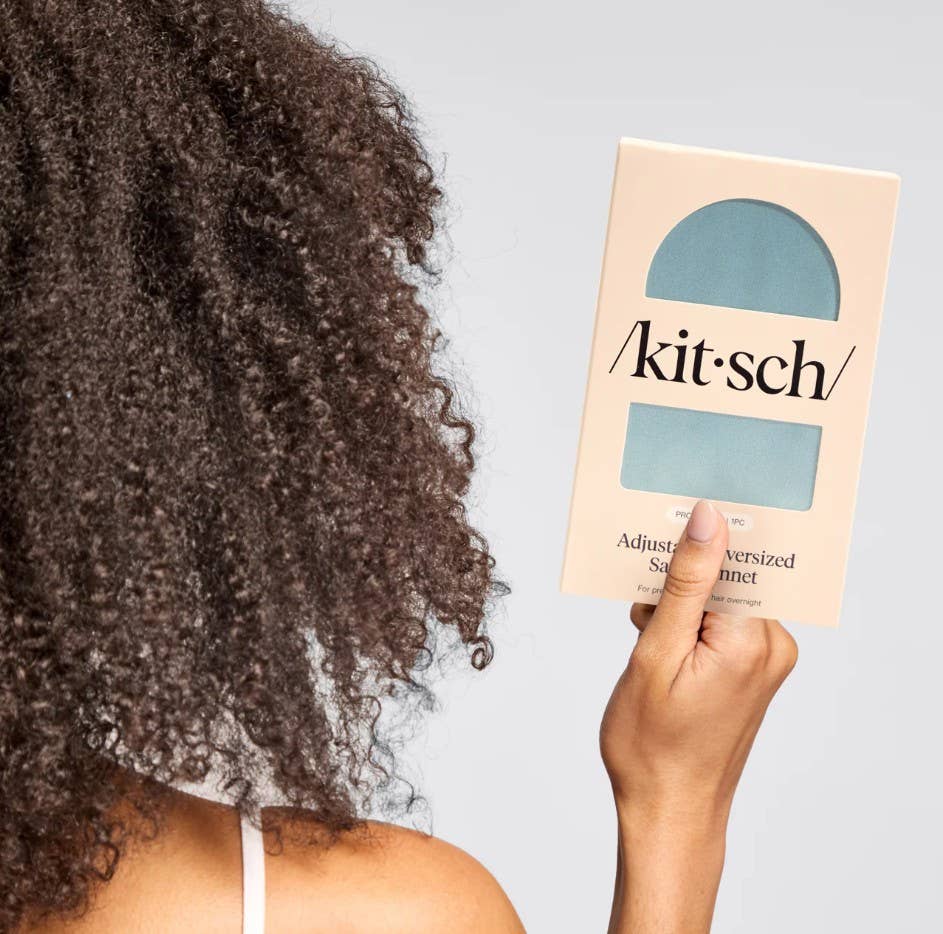 Adjustable Oversized Satin Bonnet - Haze Blue