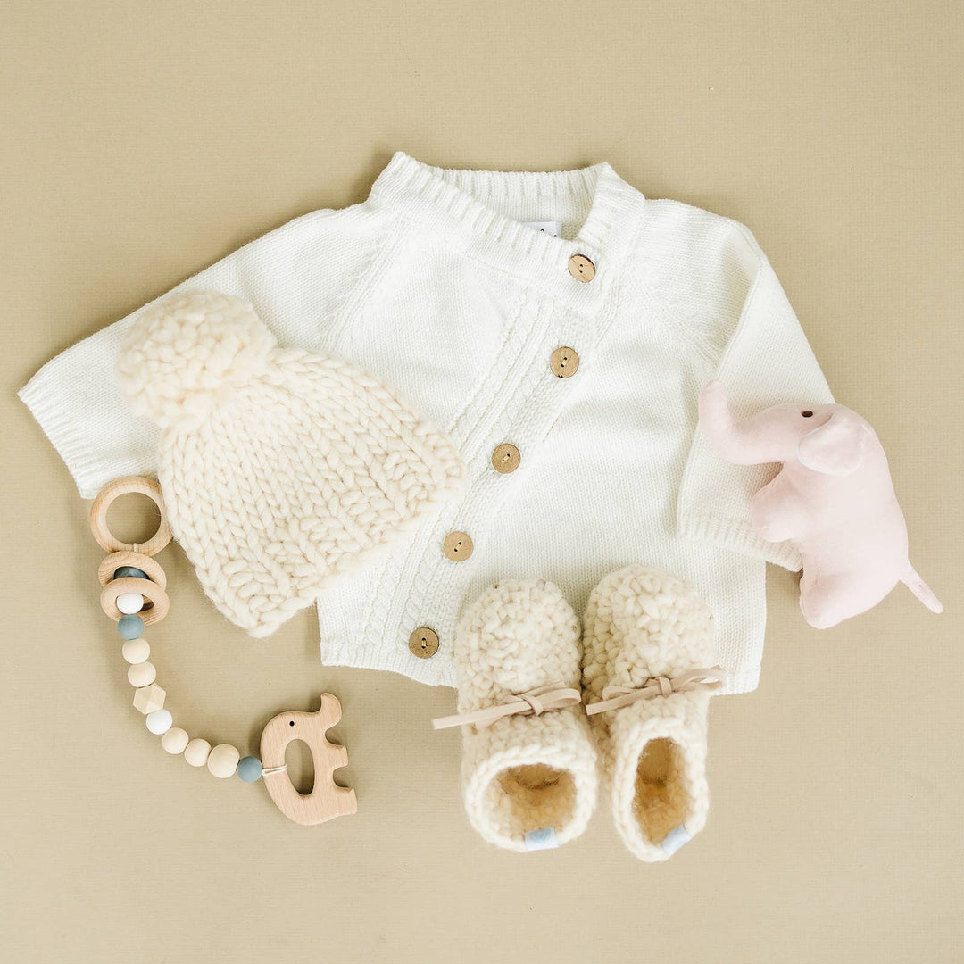 BABY BOOTIES - SWEATER MOCCS - IVORY