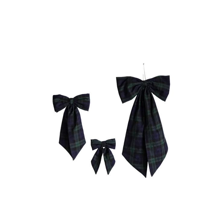 Plaid Green Fabric Bows: Small