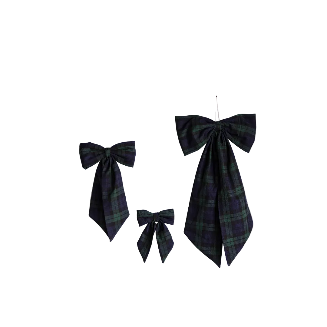 Plaid Green Fabric Bows: Large