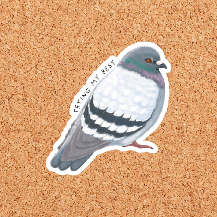 Trying My Best Pigeon Sticker: Without Backer Card