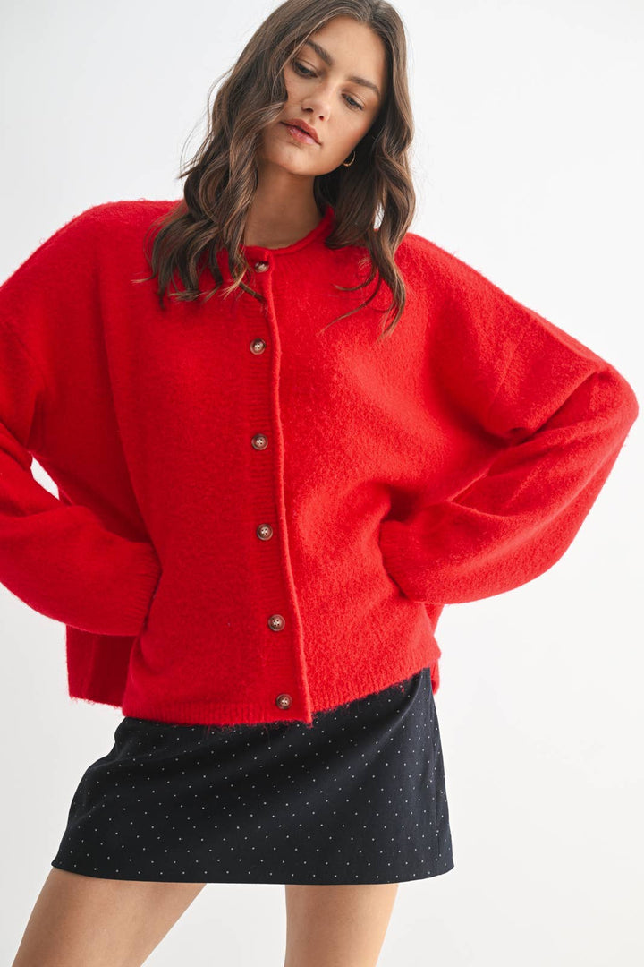 Crimson Hour Knit Cardigan