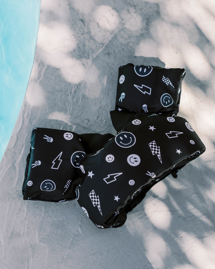 Little Swimmer Floatie - Toddler & Kids Swim Vest Floatie: Monochrome Smiley