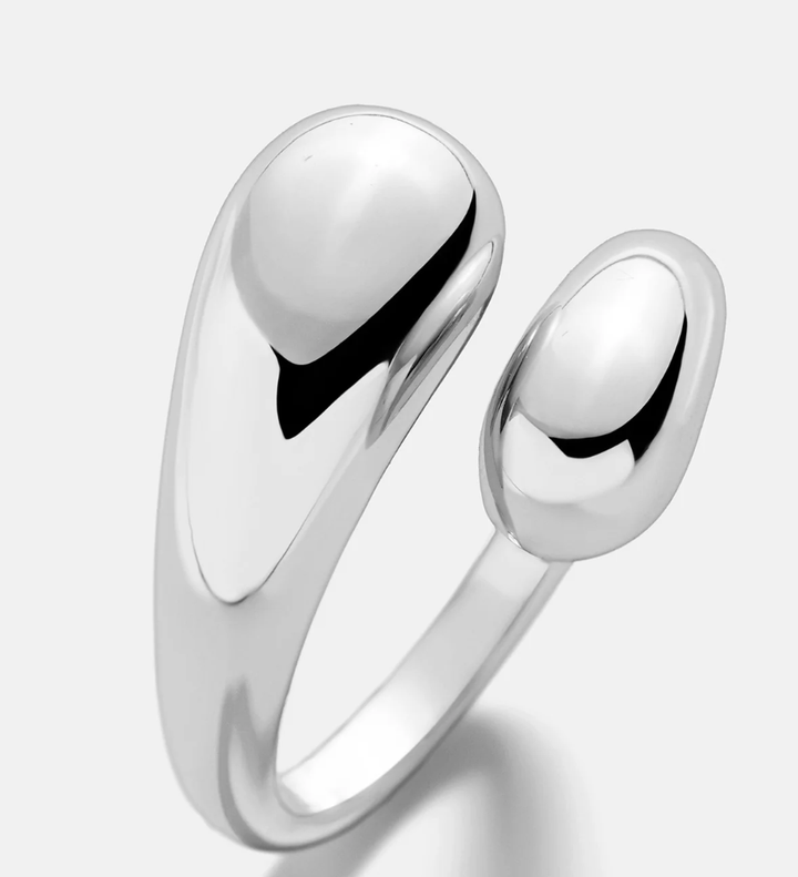 Modern Crossover ByPass Dome Band- Stainless Steel Ring: Yellow Gold