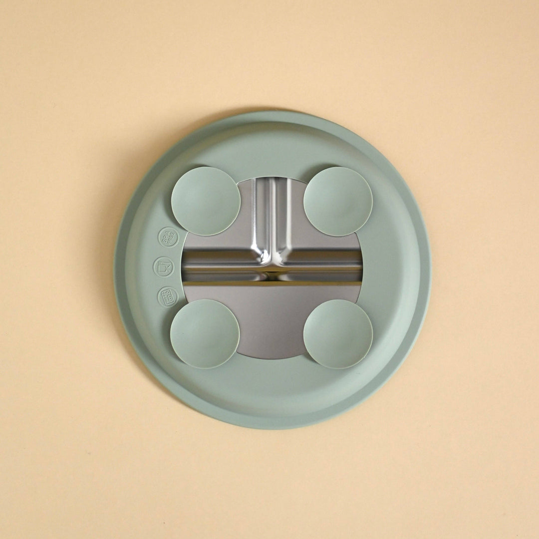 Stainless & silicone suction plate - Sage