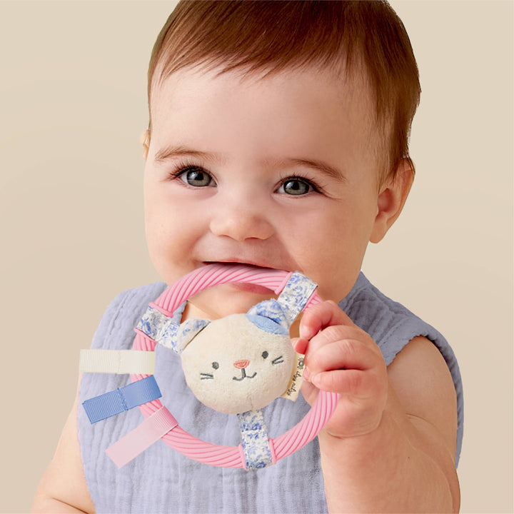 Itzy Ring Pal™ - Teething Ring with Plush Character: Pink Kitty