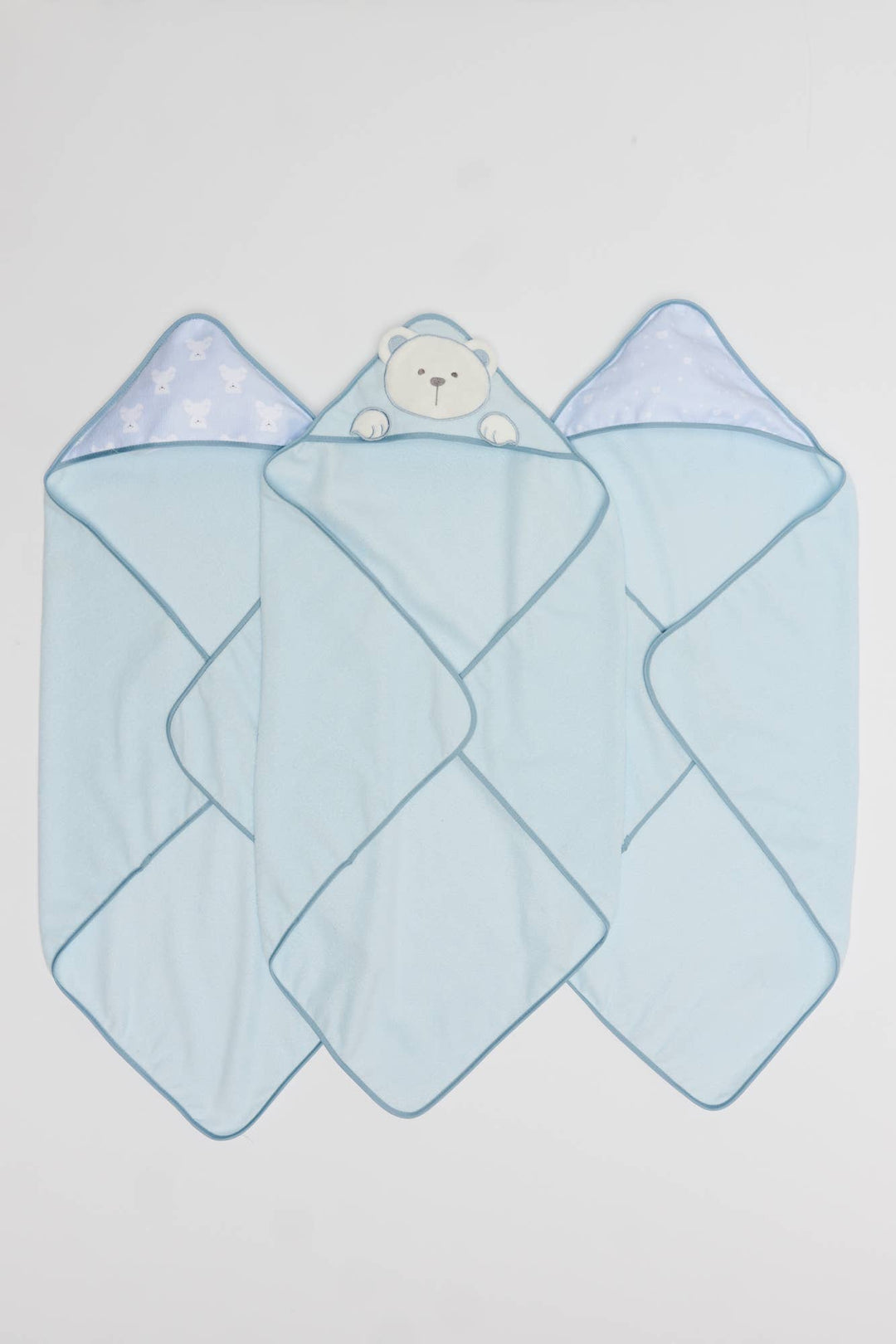 3 Pack Hooded Towels One Size |  28" X 28"- Blue