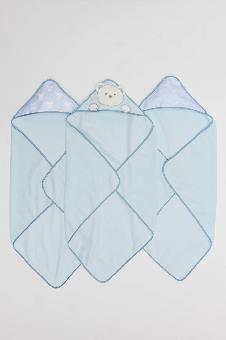 3 Pack Hooded Towels One Size |  28" X 28"- Blue