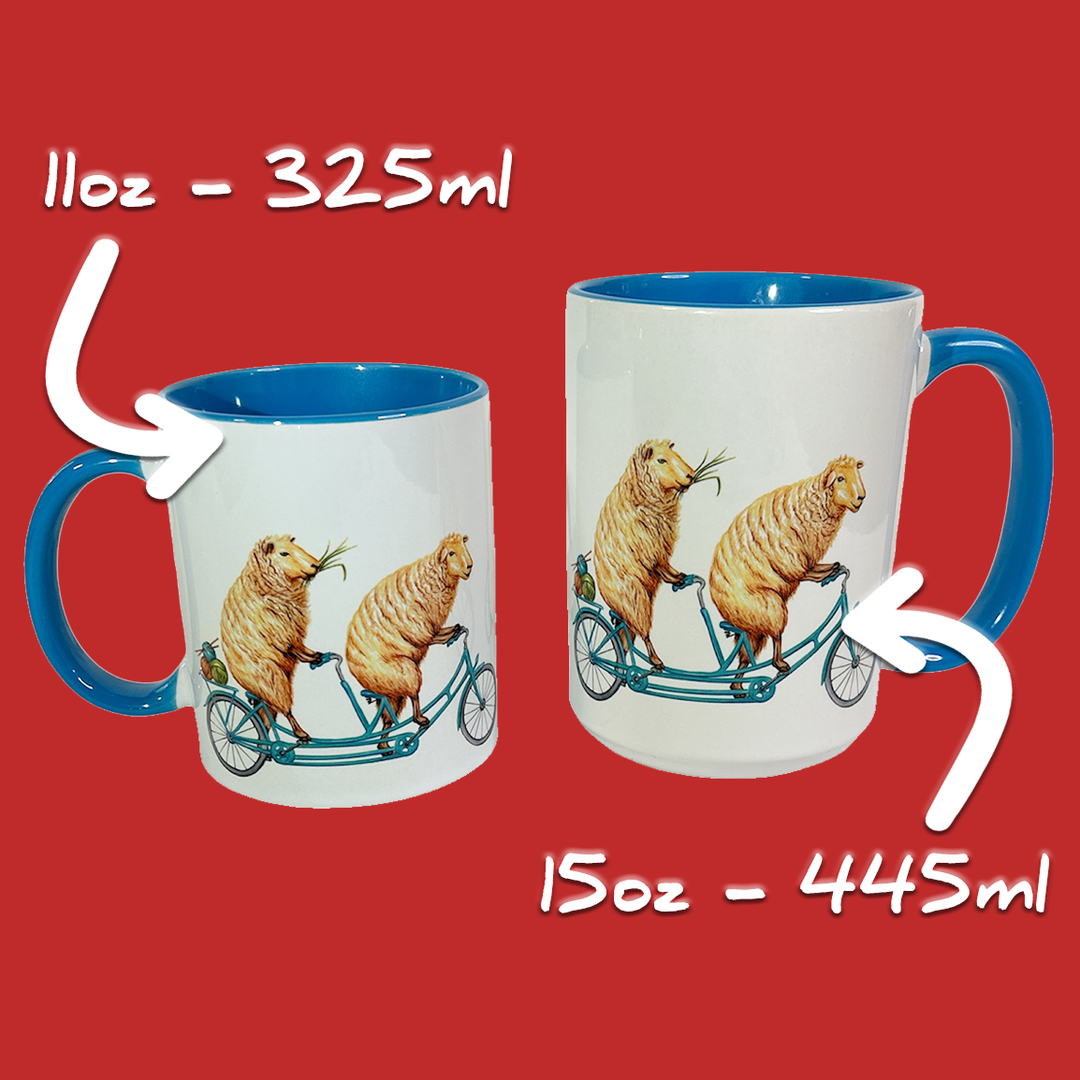 Sheep riding a Bike Mug: 11oz - 325ml