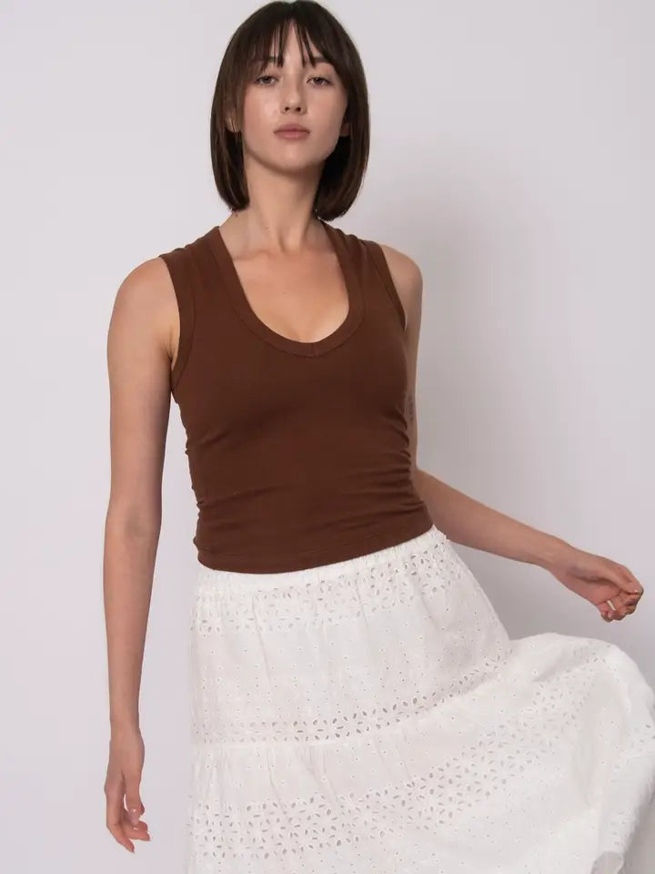 Maxim V-Neck Tank- Cocoa