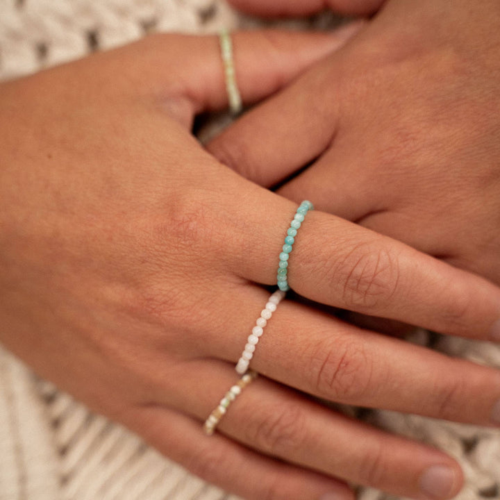 Kualoa Beaded Stretch Ring: Peach
