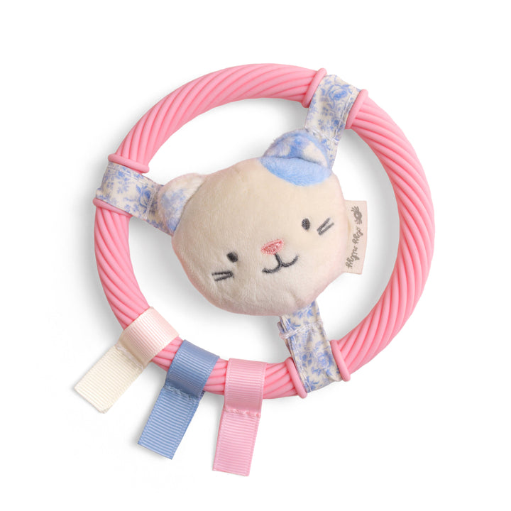 Itzy Ring Pal™ - Teething Ring with Plush Character: Pink Kitty