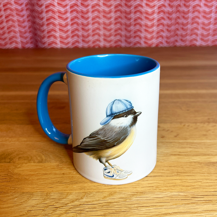 Chickadee wearing shoes Mug: 11oz - 325ml