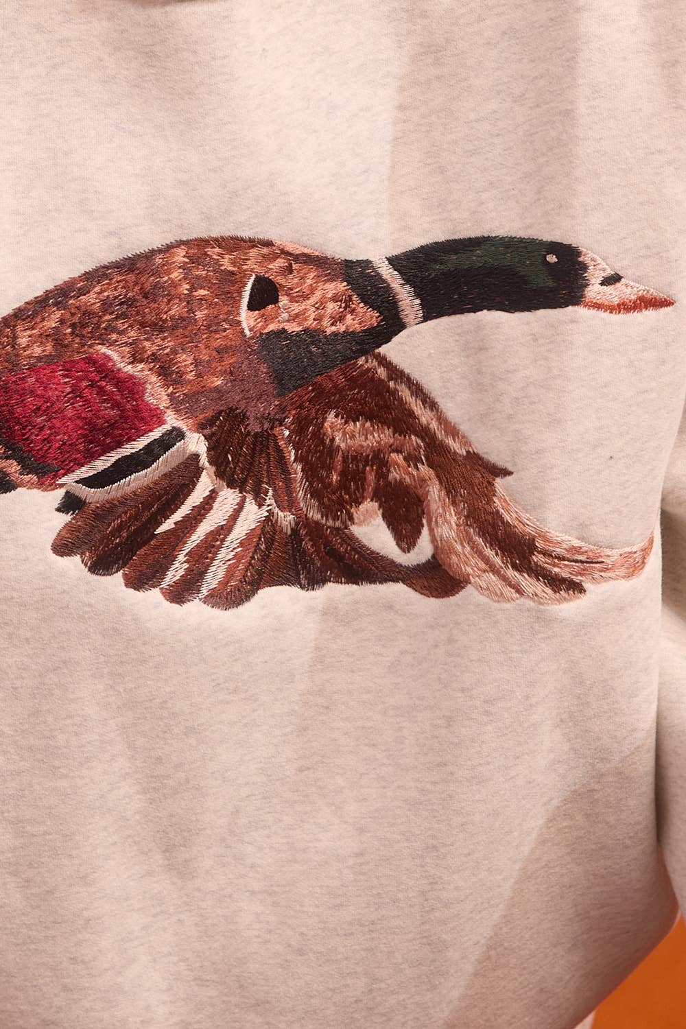 'MALLARD' Embroidered Mock-Neck Sweatshirt: ASH GREY