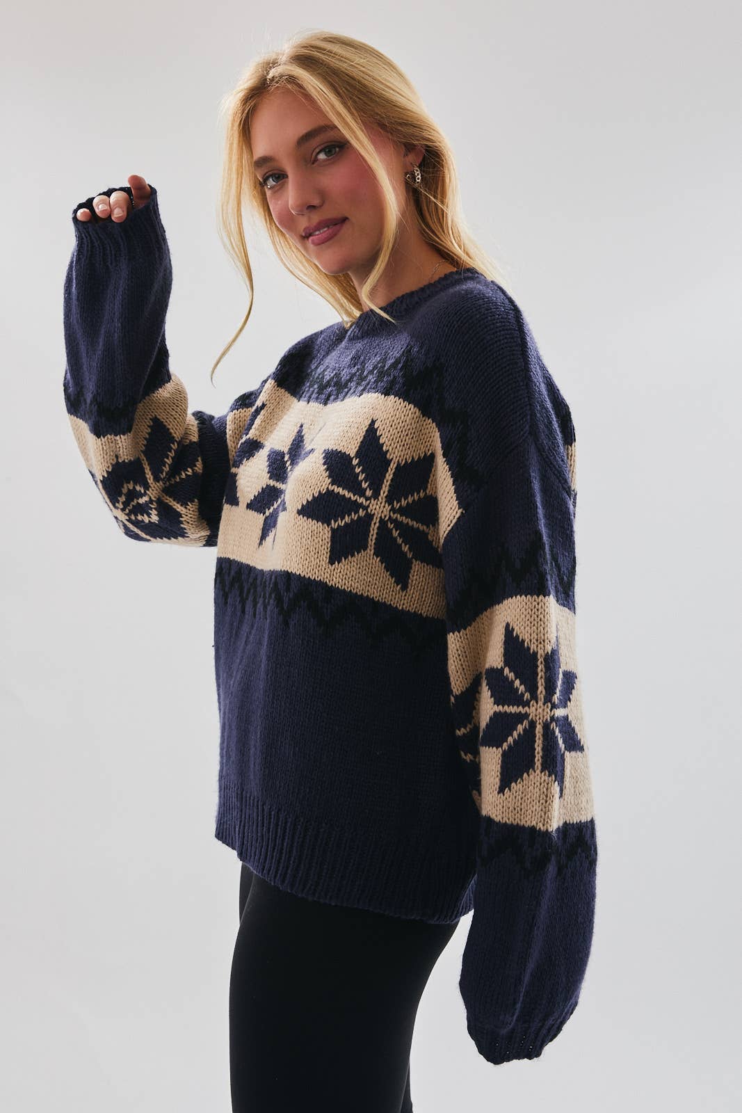 Nordic Knit Sweater - Navy