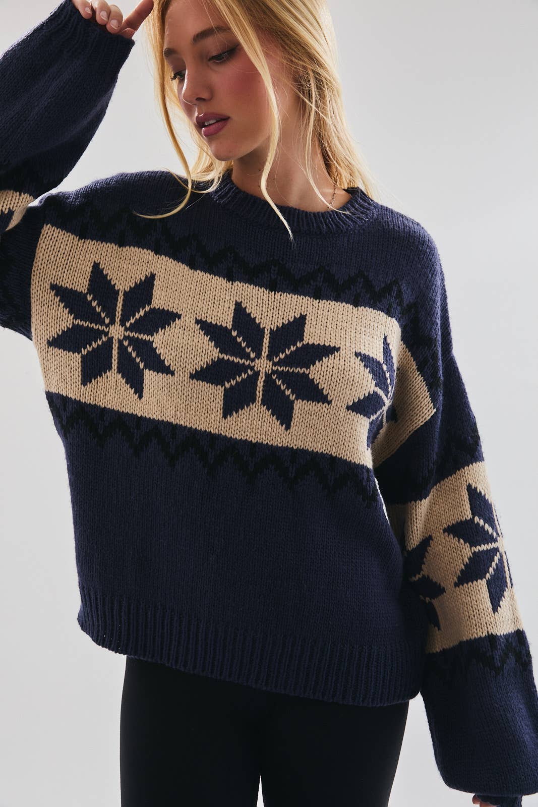 Nordic Knit Sweater - Navy