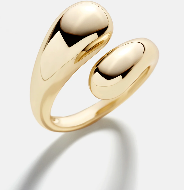 Modern Crossover ByPass Dome Band- Stainless Steel Ring: Yellow Gold