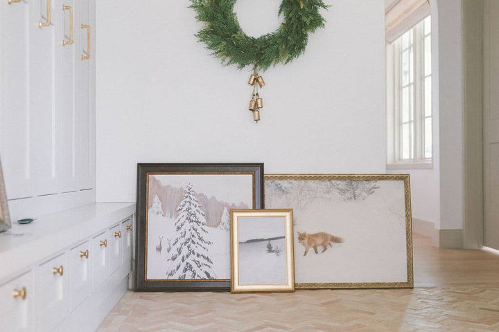 Fox In Winter Framed Antique Art: 7x5