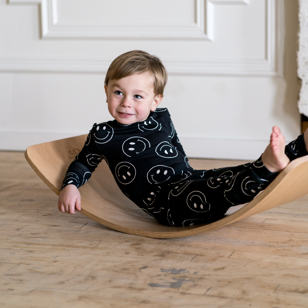 2 Piece Bamboo Set | Black Smiley