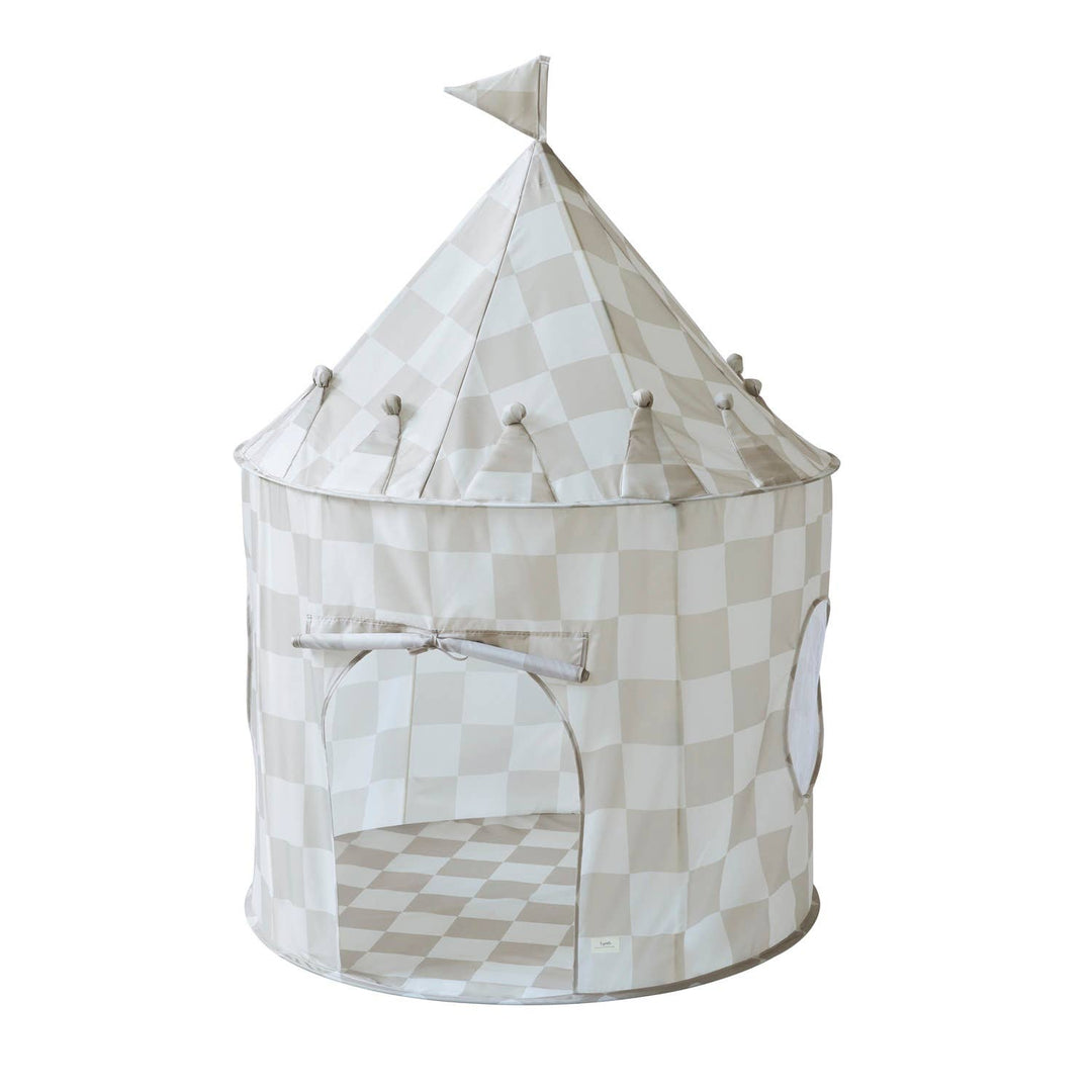Kids Play Tent Castle with Recycled Fabric - Prints: Checkerboard Green