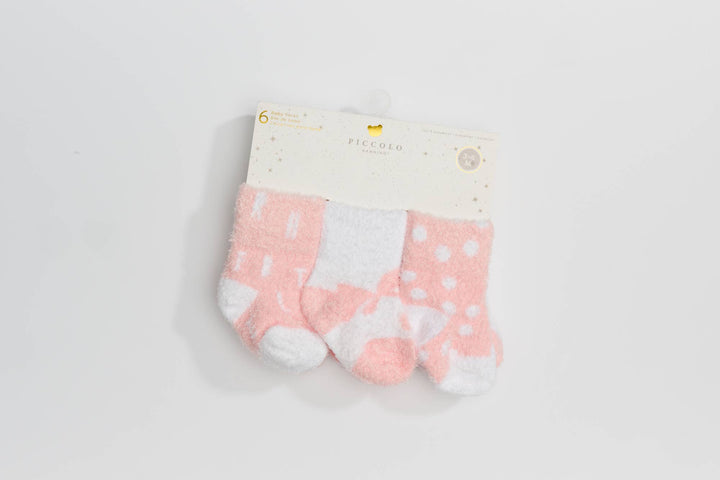 6PC Pack Chenille Socks- Pink