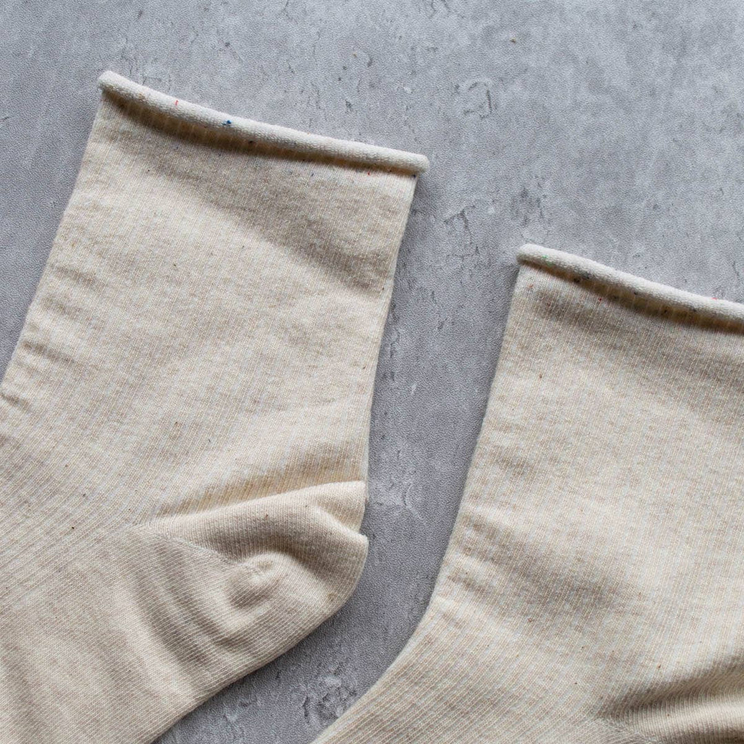 Rolled Hem Socks: Oatmeal