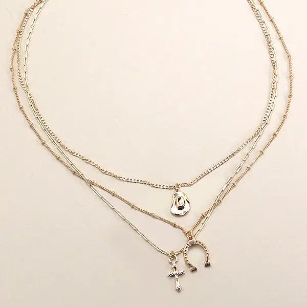 Western Trio Layered Necklace - Gold