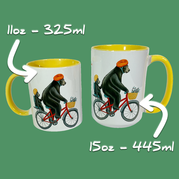 Bears riding a Bike Mug: 11oz - 325ml