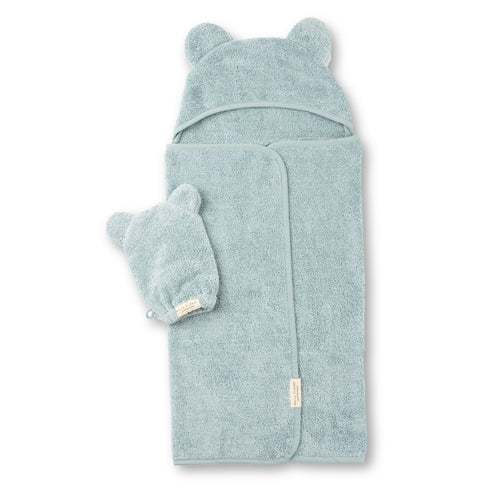 Hooded Towel + Wash Mitt Set- Fog