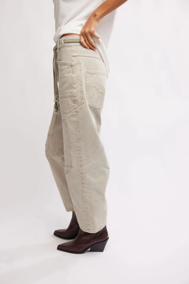 Moxie Low Slung Pull on Barrel Jeans - Jetty