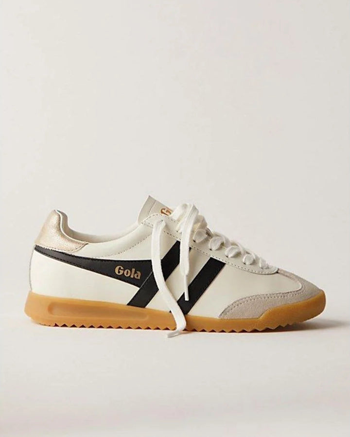 Gola Torpedo Leather Sneakers - Off White/Black/Gold