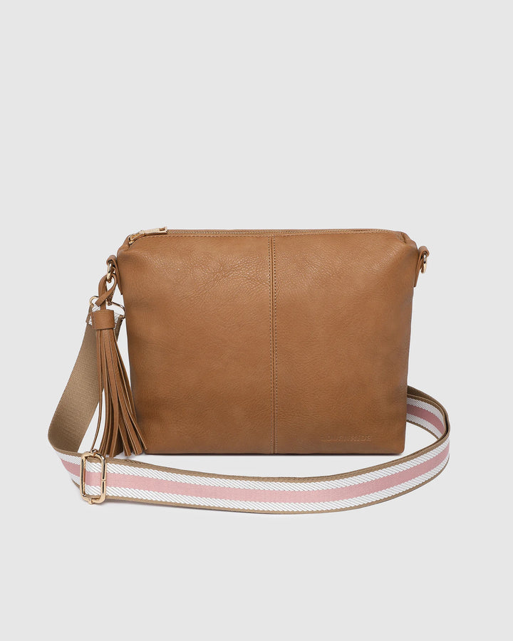 Daisy Stripe Crossbody Bag - Camel